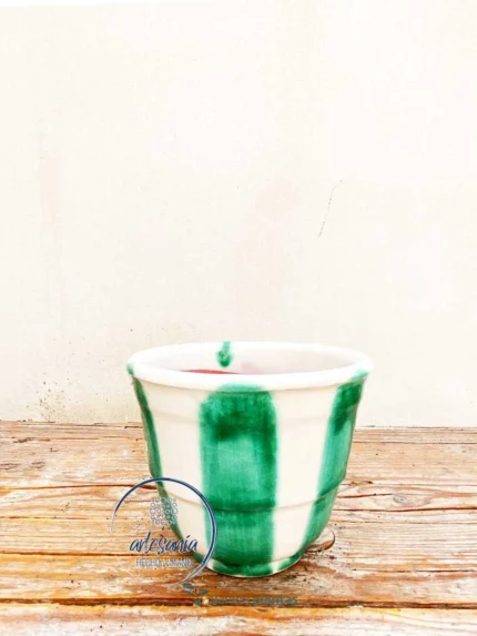 Fioriera artigianale rotonda verde